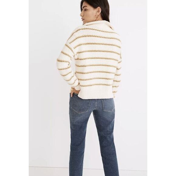 Madewell Canby Button Mockneck Sweater in Stripe - Picture 4 of 11